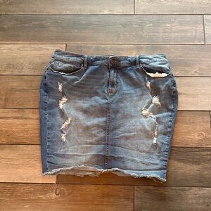 Torrid Blue Distressed Mini Skirt
